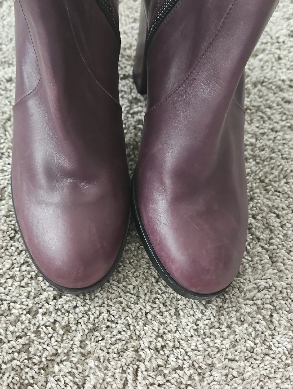 Aquatalia Plum Leather Block Heel Ankle Boots 6.5